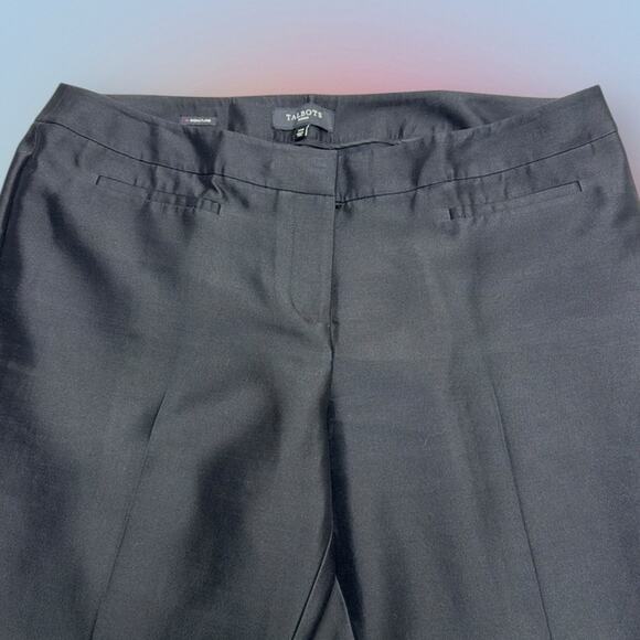 TALBOTS Women’s 14 Shiny Black SIGNATURE SILK Crop Pant - Picture 1 of 4